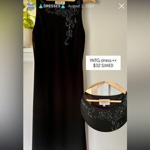 Jessica Black Midi Dress with Embellishments